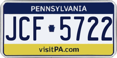 PA license plate JCF5722