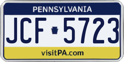PA license plate JCF5723