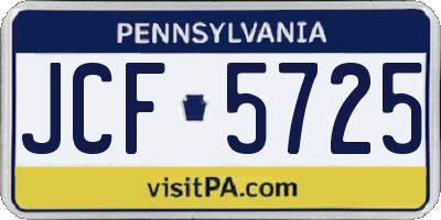 PA license plate JCF5725