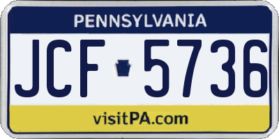 PA license plate JCF5736