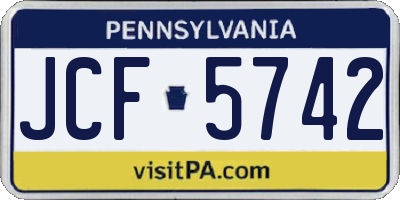 PA license plate JCF5742