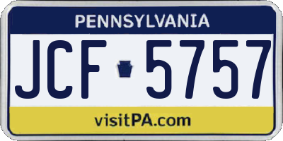 PA license plate JCF5757