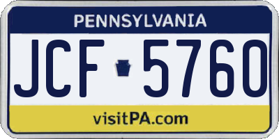 PA license plate JCF5760