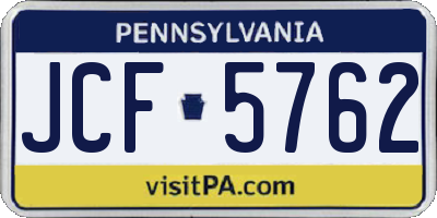 PA license plate JCF5762