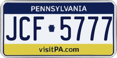 PA license plate JCF5777