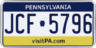 PA license plate JCF5796