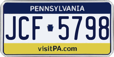 PA license plate JCF5798
