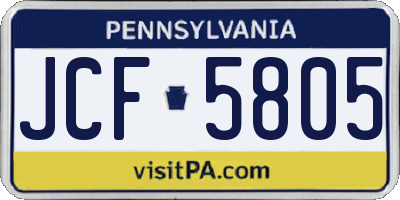 PA license plate JCF5805