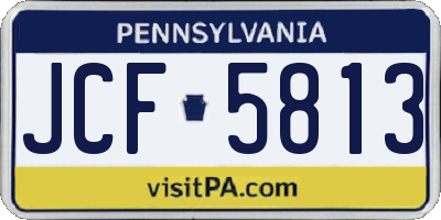 PA license plate JCF5813