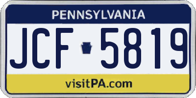 PA license plate JCF5819