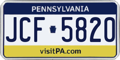 PA license plate JCF5820
