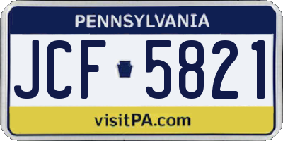 PA license plate JCF5821