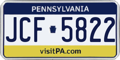 PA license plate JCF5822