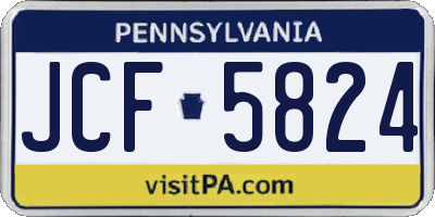 PA license plate JCF5824