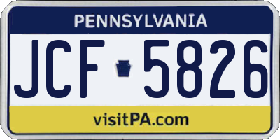 PA license plate JCF5826