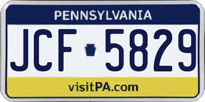 PA license plate JCF5829