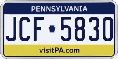 PA license plate JCF5830