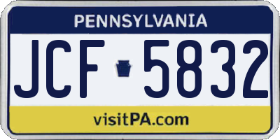 PA license plate JCF5832