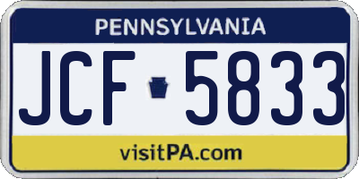 PA license plate JCF5833