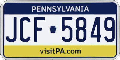 PA license plate JCF5849