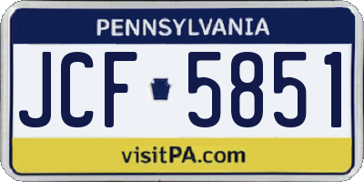 PA license plate JCF5851