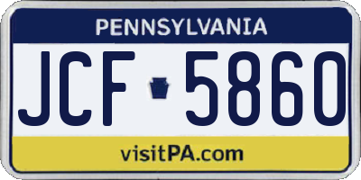 PA license plate JCF5860