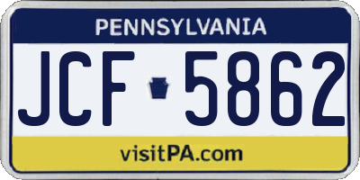 PA license plate JCF5862