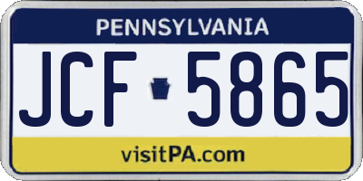 PA license plate JCF5865