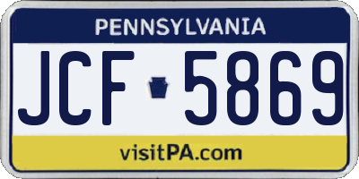 PA license plate JCF5869