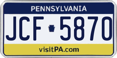 PA license plate JCF5870