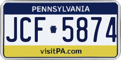 PA license plate JCF5874