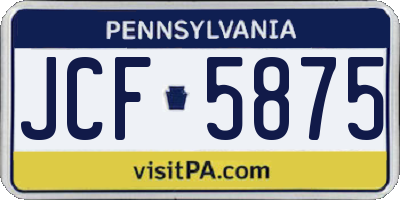 PA license plate JCF5875