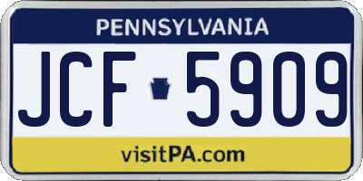 PA license plate JCF5909