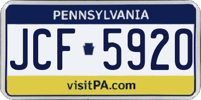 PA license plate JCF5920