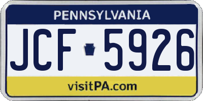 PA license plate JCF5926