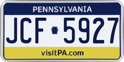 PA license plate JCF5927