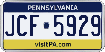 PA license plate JCF5929