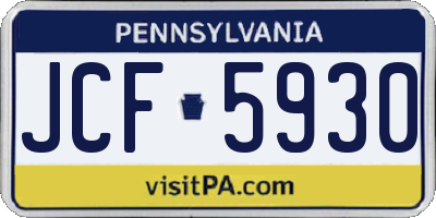 PA license plate JCF5930