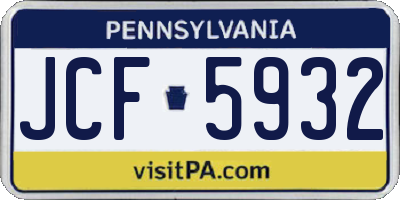 PA license plate JCF5932