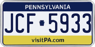 PA license plate JCF5933