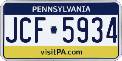 PA license plate JCF5934