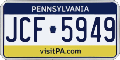 PA license plate JCF5949
