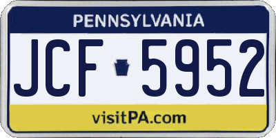 PA license plate JCF5952