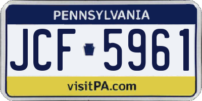 PA license plate JCF5961
