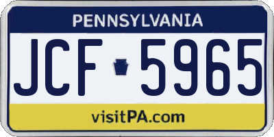 PA license plate JCF5965
