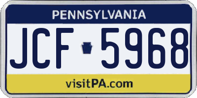 PA license plate JCF5968