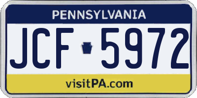 PA license plate JCF5972