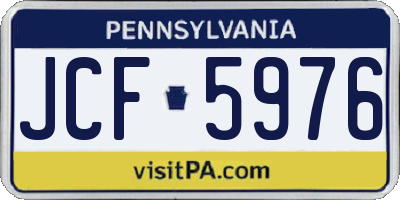 PA license plate JCF5976