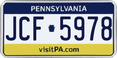 PA license plate JCF5978