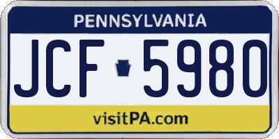 PA license plate JCF5980